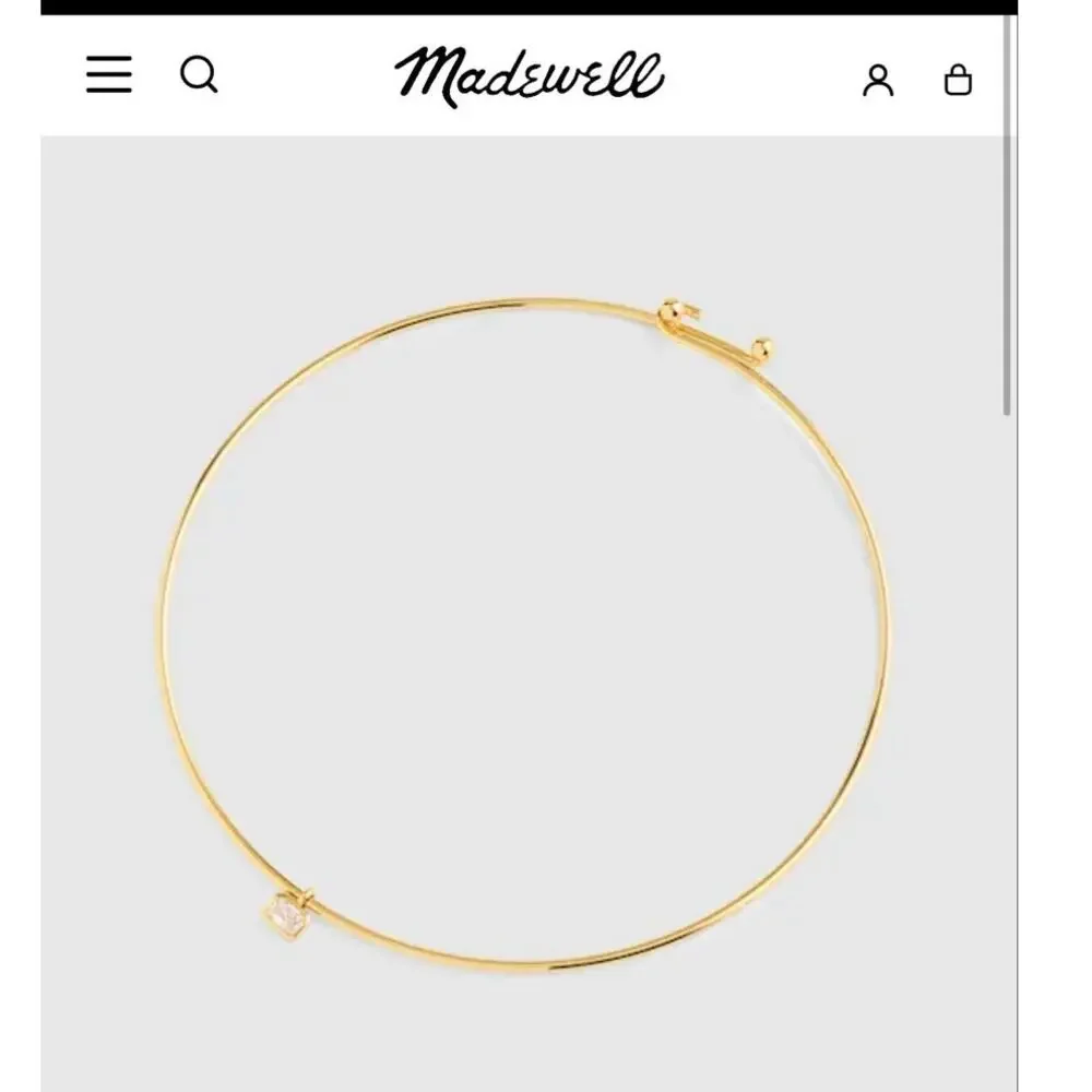 Madewell Emerald-Cut Crystal Wire Choker Heart Necklace Antique Gold NWT - Picture 8 of 9